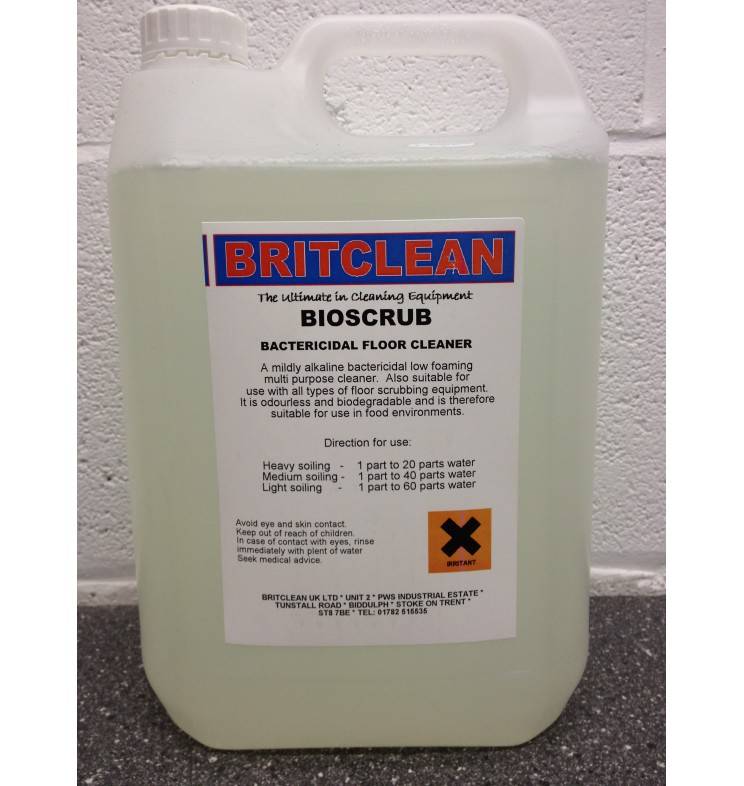 Bioscrub floor cleaner for scrubber dryers from Britclean UK