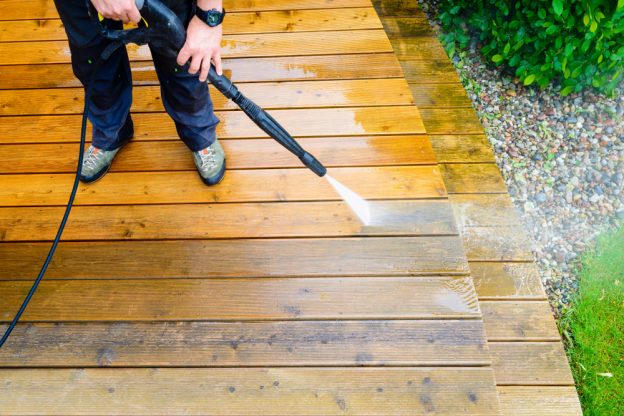 pressure washing wooden decking